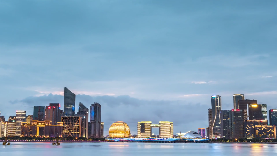 杭州航拍高清视频素材-城市风景延时摄影