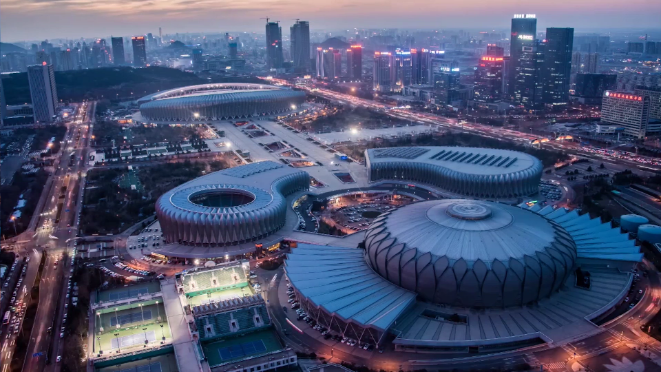 济南航拍高清视频素材-城市风景延时摄影