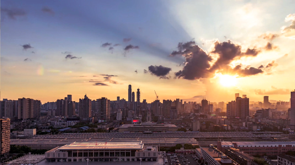 长沙航拍高清视频素材-城市风景延时摄影